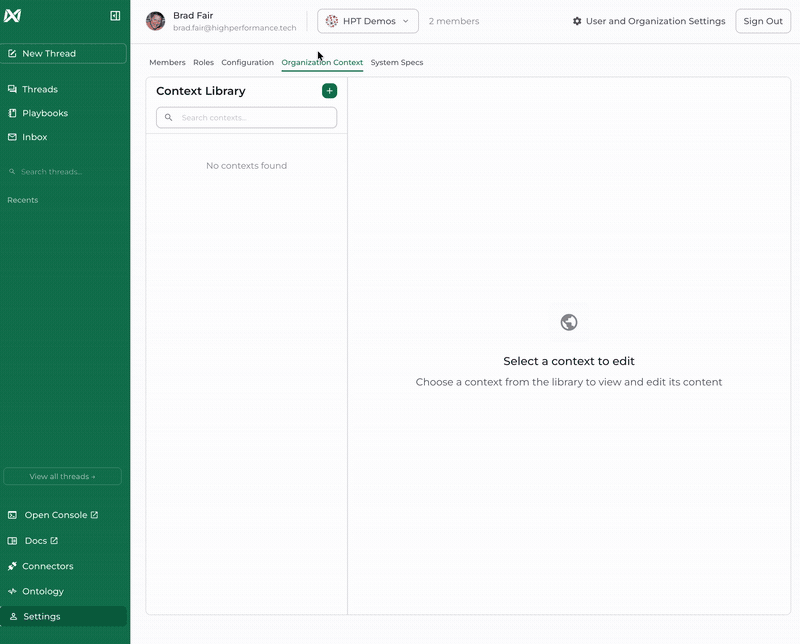 A visual walkthrough of creating a context snippet and associating it with the Admin and Member roles.
